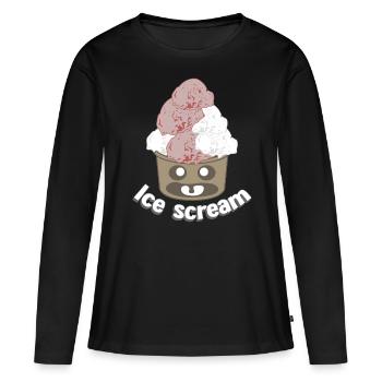 Eis Eiscreme Gespenst Eisbecher - Frauen Premium Bio Langarmshirt - Schwarz - Vorne - Julia (174cm)