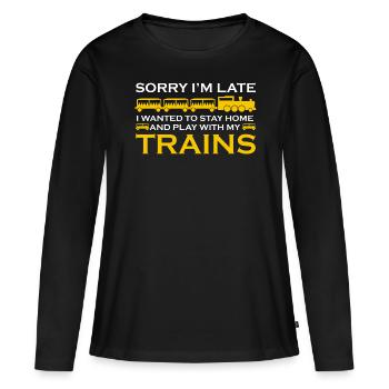 Eisenbahner Eisenbahn Lokführer - Frauen Premium Bio Langarmshirt - Schwarz - Vorne - Julia (174cm)