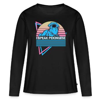 I speak Pekingese Retro - Women's Premium Organic Long Sleeve Shirt - black - Front - Julia (174cm)