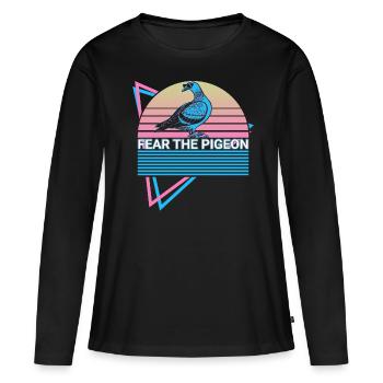 Fear The Pigeon Retro - Women's Premium Organic Long Sleeve Shirt - black - Front - Julia (174cm)