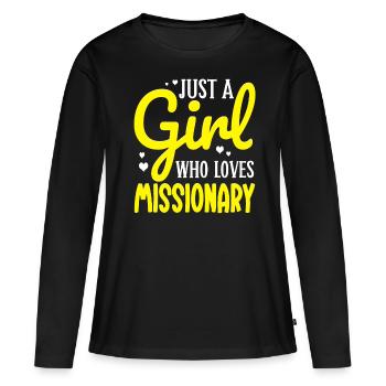 SDJ mormon - T-shirt manches longues Premium bio Femme - noir - Devant - Julia (174cm)