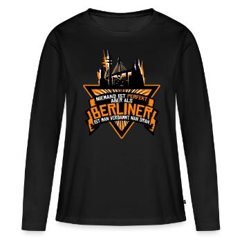 Berlin Spruch Berliner - T-shirt manches longues Premium bio Femme - noir - Devant - Julia (174cm)
