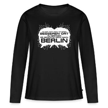 Berlin Berliner - Frauen Premium Bio Langarmshirt - Schwarz - Vorne - Julia (174cm)