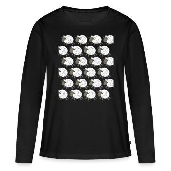 Moutons Moutons - T-shirt manches longues Premium bio Femme - noir - Devant - Julia (174cm)