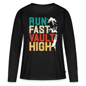 Saut à la perche Saut à la perche - T-shirt manches longues Premium bio Femme - noir - Devant - Julia (174cm)