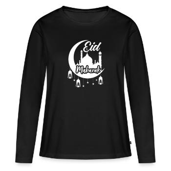 Joyeux Aïd Moubarak Musulman Aïd al Fitr Aïd al Adha - T-shirt manches longues Premium bio Femme - noir - Devant - Julia (174cm)