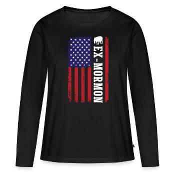 Tapir Exmo Patriotique Post-Mormon Anti-LDS - T-shirt manches longues Premium bio Femme - noir - Devant - Julia (174cm)