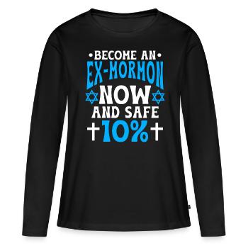 Post-Mormon Exmo - T-shirt manches longues Premium bio Femme - noir - Devant - Julia (174cm)
