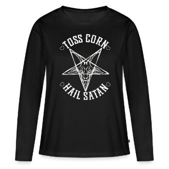 Drôle de trou de maïs Cornhole - T-shirt manches longues Premium bio Femme - noir - Devant - Julia (174cm)