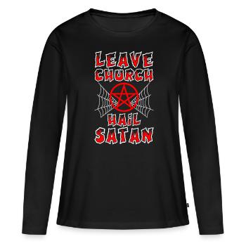 Drôle de satanisme satanique - T-shirt manches longues Premium bio Femme - noir - Devant - Julia (174cm)
