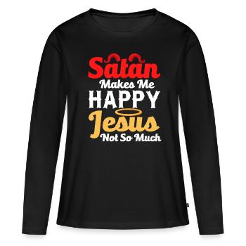 Drôle de satanisme - T-shirt manches longues Premium bio Femme - noir - Devant - Julia (174cm)