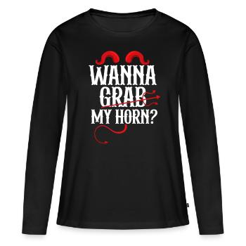 Drôle de satanisme Satan satanique - T-shirt manches longues Premium bio Femme - noir - Devant - Julia (174cm)