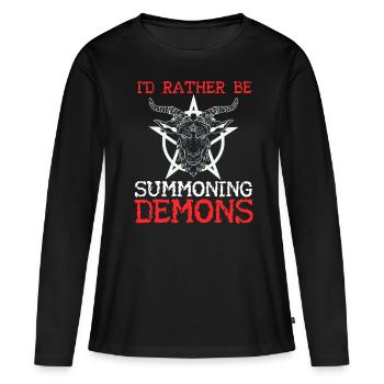 Drôle de satanisme Satan satanique - T-shirt manches longues Premium bio Femme - noir - Devant - Julia (174cm)