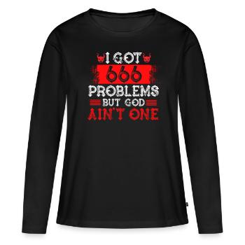 Drôle de satanisme satanique - T-shirt manches longues Premium bio Femme - noir - Devant - Julia (174cm)