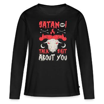 Drôle de satanisme satanique - T-shirt manches longues Premium bio Femme - noir - Devant - Julia (174cm)