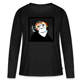 Singe Singe Visage Singe - T-shirt manches longues Premium bio Femme - noir - Devant - Julia (174cm)