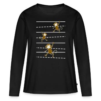 Singe drôle de singe - T-shirt manches longues Premium bio Femme - noir - Devant - Julia (174cm)