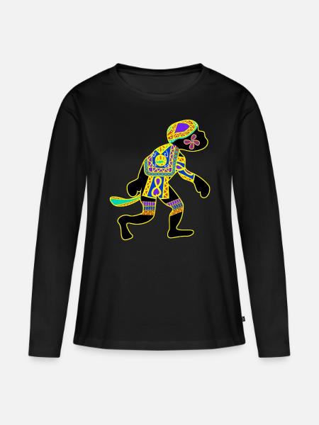 Affe mit Mustern Affen - Frauen Premium Bio Langarmshirt - Schwarz