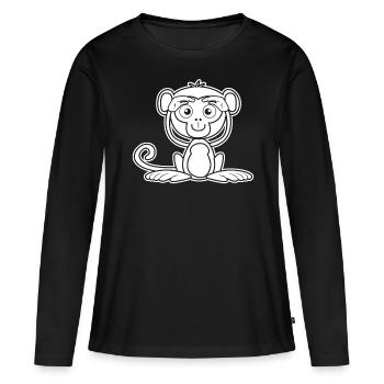 Singe mignon Singe - T-shirt manches longues Premium bio Femme - noir - Devant - Julia (174cm)