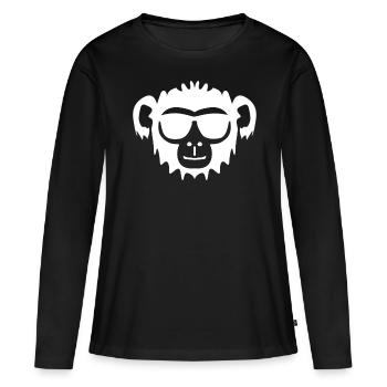 Affe mit Sonnenbrille Affen - Frauen Premium Bio Langarmshirt - Schwarz - Vorne - Julia (174cm)