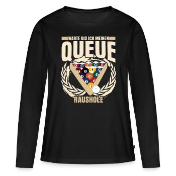 Poolbillard Snooker Billard Queue - Frauen Premium Bio Langarmshirt - Schwarz - Vorne - Julia (174cm)