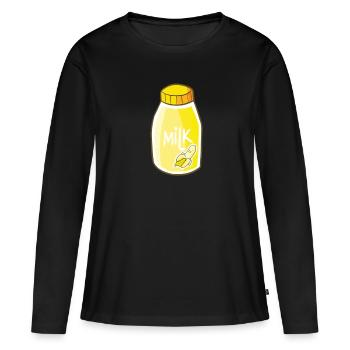 Amateur de fruits de banane Bananes drôles de bananes - T-shirt manches longues Premium bio Femme - noir - Devant - Julia (174cm)