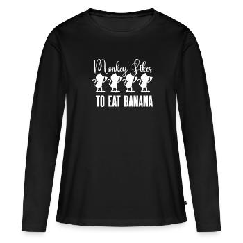 Amateur de fruits de banane Bananes drôles de bananes - T-shirt manches longues Premium bio Femme - noir - Devant - Julia (174cm)