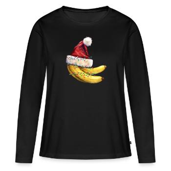 Amateur de fruits de banane Bananes drôles de bananes - T-shirt manches longues Premium bio Femme - noir - Devant - Julia (174cm)