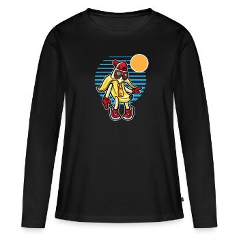 Amateur de fruits de banane Bananes drôles de bananes - T-shirt manches longues Premium bio Femme - noir - Devant - Julia (174cm)