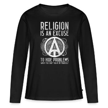 Athéisme athée - T-shirt manches longues Premium bio Femme - noir - Devant - Julia (174cm)