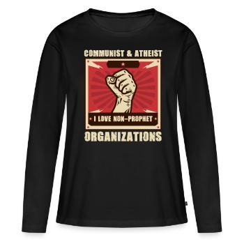 Athéisme - T-shirt manches longues Premium bio Femme - noir - Devant - Julia (174cm)