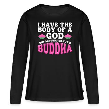 Bouddhisme bouddhiste - T-shirt manches longues Premium bio Femme - noir - Devant - Julia (174cm)