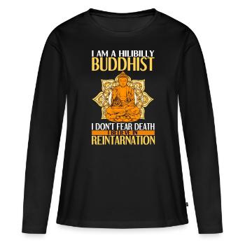 Bouddhisme Bouddha - T-shirt manches longues Premium bio Femme - noir - Devant - Julia (174cm)