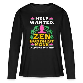 Bouddhisme Bouddha - T-shirt manches longues Premium bio Femme - noir - Devant - Julia (174cm)
