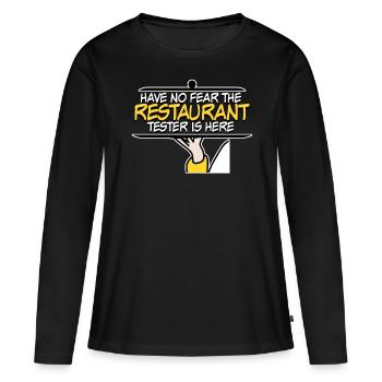 Restaurant Restauranttester Essen - T-shirt manches longues Premium bio Femme - noir - Devant - Julia (174cm)