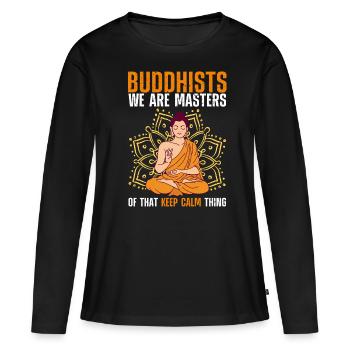Bouddha Bouddhisme - T-shirt manches longues Premium bio Femme - noir - Devant - Julia (174cm)