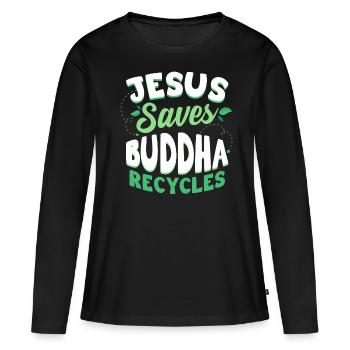 Bouddhisme bouddhiste - T-shirt manches longues Premium bio Femme - noir - Devant - Julia (174cm)