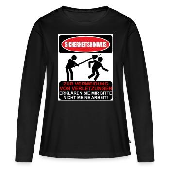 Conseils de sécurité pour éviter les blessures - T-shirt manches longues Premium bio Femme - noir - Devant - Julia (174cm)