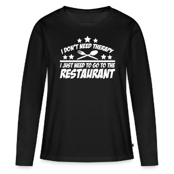 Restaurant Restaurant Manger à l’extérieur Cuisiner des couverts - T-shirt manches longues Premium bio Femme - noir - Devant - Julia (174cm)