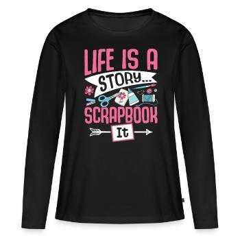 Scrapbooking Scrapbooker - T-shirt manches longues Premium bio Femme - noir - Devant - Julia (174cm)