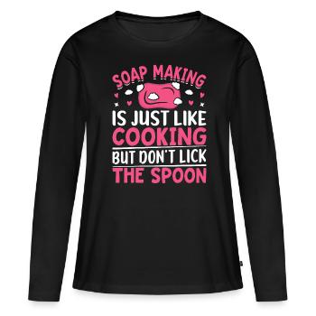 Fabricant de savon Soapologist - T-shirt manches longues Premium bio Femme - noir - Devant - Julia (174cm)