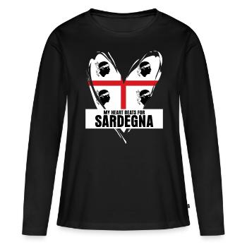 Sardegna Sardaigne Coeur Sardaigne Sardaigne - T-shirt manches longues Premium bio Femme - noir - Devant - Julia (174cm)