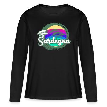 Sardaigne Retro Sardegna Sardaigne - T-shirt manches longues Premium bio Femme - noir - Devant - Julia (174cm)