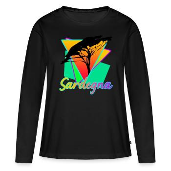 Sardaigne Sardegna Retro Sardaigne - T-shirt manches longues Premium bio Femme - noir - Devant - Julia (174cm)