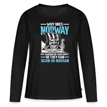 Norway Barcode On Their Ships Scan-Di-Navian - Frauen Premium Bio Langarmshirt - Schwarz - Vorne - Julia (174cm)