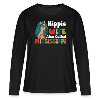 Paix Groovy - T-shirt manches longues Premium bio Femme - noir - Devant - Julia (174cm)