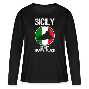 Sicile Italie Drapeau Sicile - T-shirt manches longues Premium bio Femme - noir - Devant - Julia (174cm)