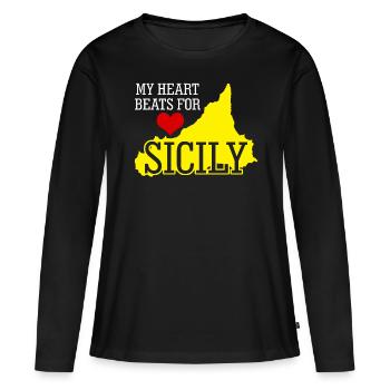 Tourisme en Sicile - T-shirt manches longues Premium bio Femme - noir - Devant - Julia (174cm)