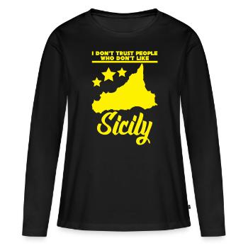 Sicily - Women's Premium Organic Long Sleeve Shirt - black - Front - Julia (174cm)