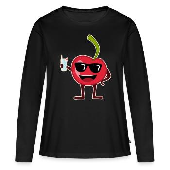 Fête des cerises Cerise - T-shirt manches longues Premium bio Femme - noir - Devant - Julia (174cm)